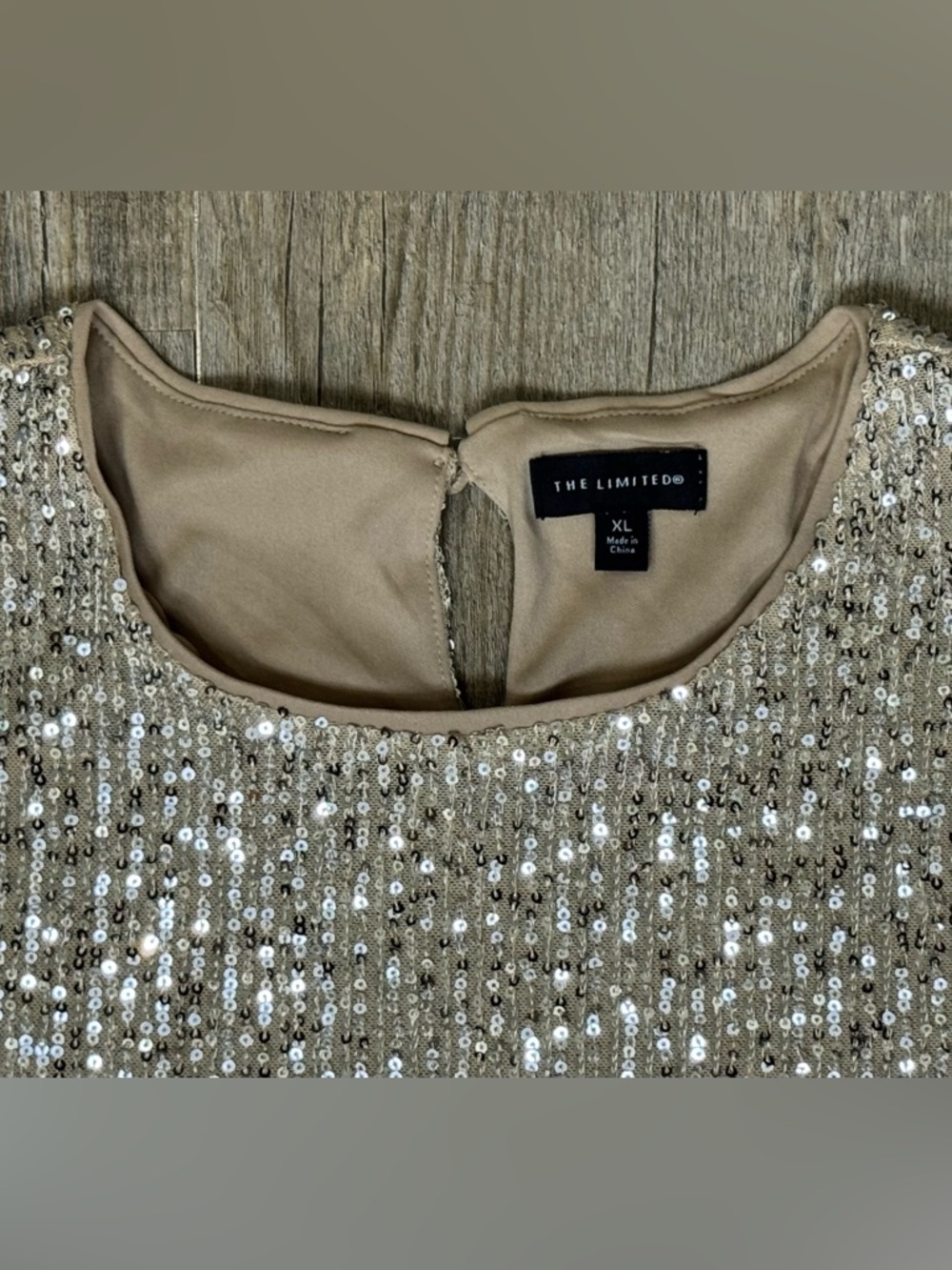 The Limited Sequin Blouse, Champagne, XL - Picture 4 of 8